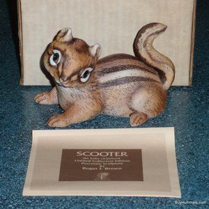 ROGER BROWN 1979 SCOOTER Baby Chipmunk Porcelain Animal Figurine - NEW IN BOX!